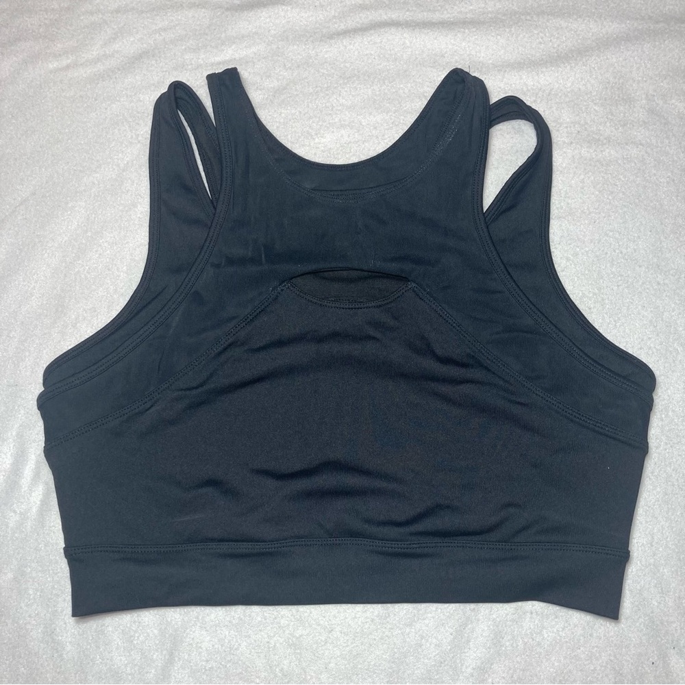 Calvin Klein Performance Black Quick Dry Sports Bra Size Large Mesh Overlay Work